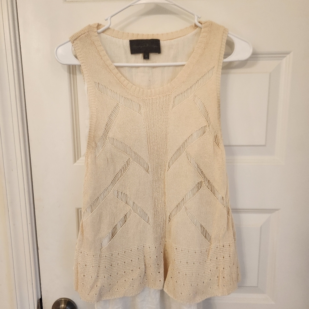 Anthro Sunday in Brooklyn Boho Layered Sleeveless Top Size M Beige #F191